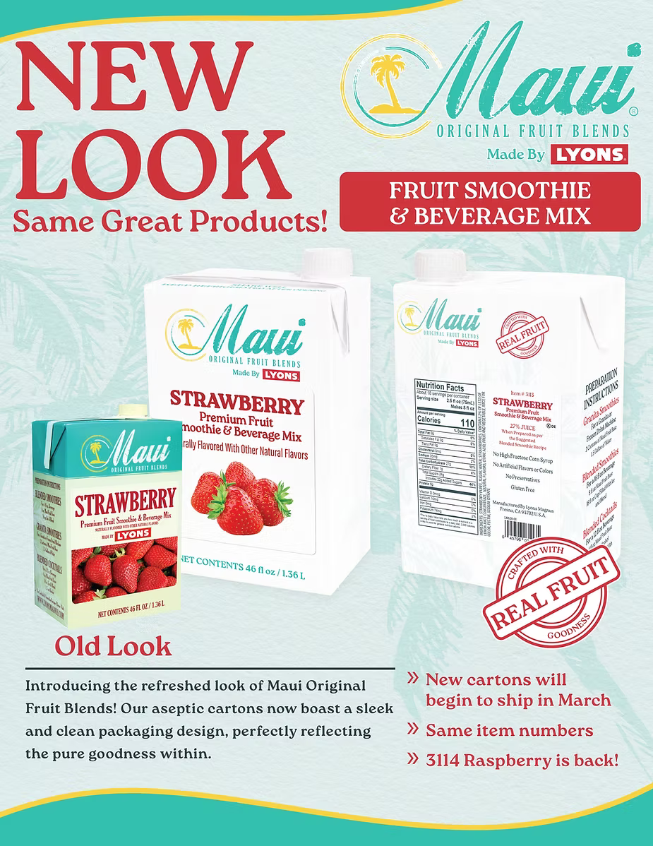 Maui® Premium Fruit Smoothie & Beverage Mixes' Refreshed New Look
